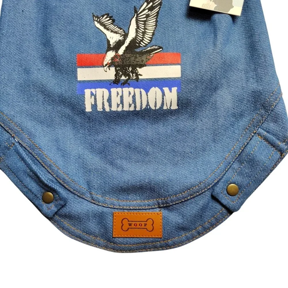 Woof Pet Products Dog Size Large 19 to 22 inches Denim Freedom Eagle Pet Vest